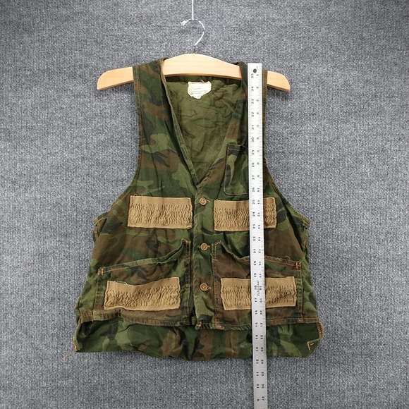 American Field Men's Button Front Camo Vest Green S Hunting Shooting Vintage - Picture 13 of 15